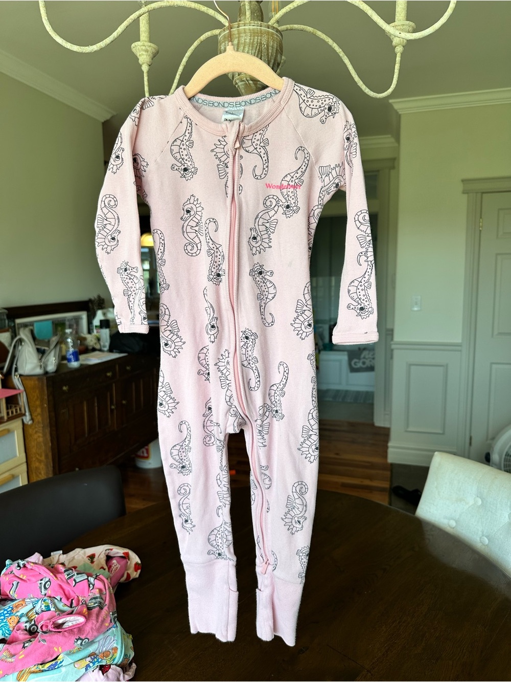 Bonds Pink Seahorse Zip Footed One-Piece